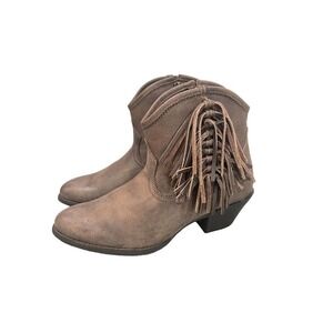 Ariat Duchess Western Cowboy Fringe Suede Tan Boot Women's Size 8B
